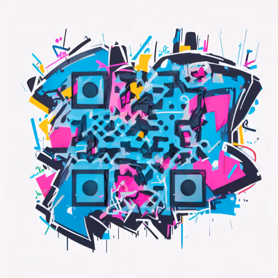Cyan Pink Graffiti Lettering QR Code for Stickers — image 1