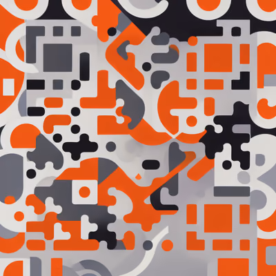 Orange Gray Jigsaw Abstract QR Code for Posters — image 1