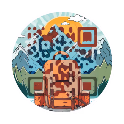Adventure Backpack Mountain Vector Mountains QR Code for Stickers — image 1
