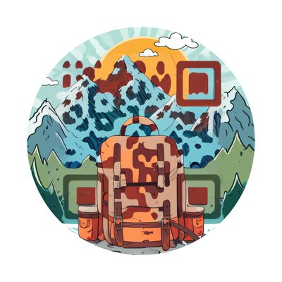 Adventure Backpack Mountain Vector Mountains QR Code for Stickers