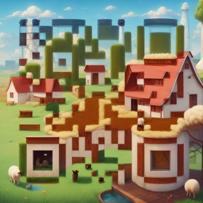 Cartoon Sheep Farm Village QR Code for Posters