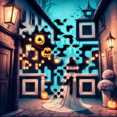 Ghostly Bride Halloween Game Art QR Code for Posters