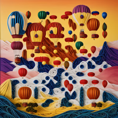 Hot Air Balloons Paper Quilling QR Code Art — image 1