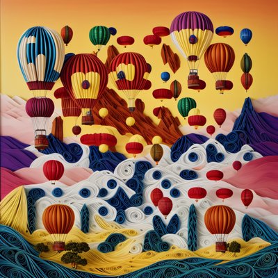 Hot Air Balloons Paper Quilling QR Code Art
