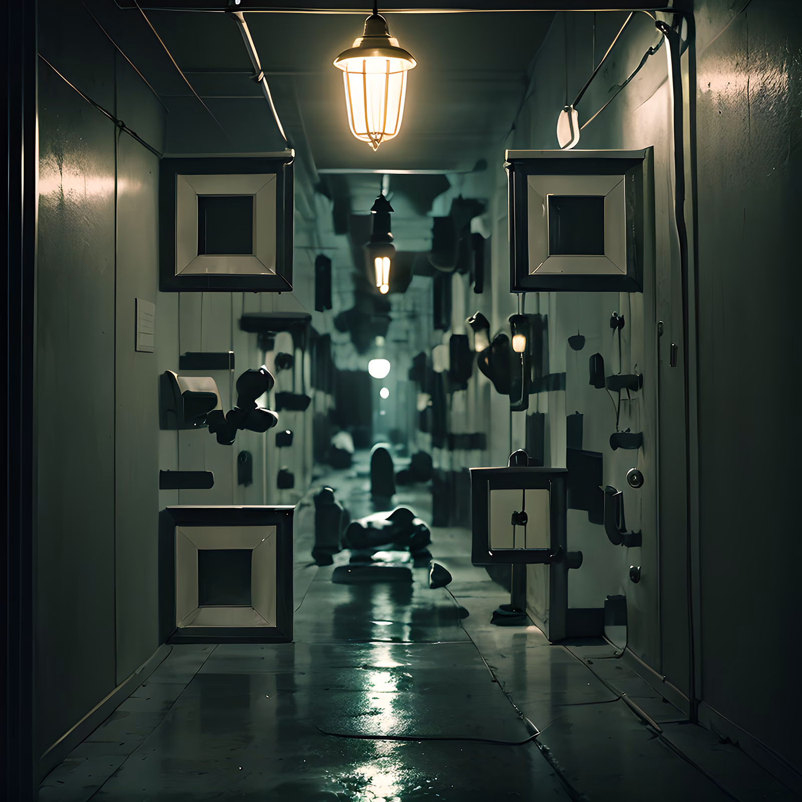Dim Prison Corridor Cinematic QR Code for Posters — image 1