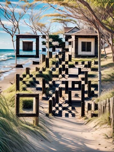Тропа на пляже: QR-код искусство с прибрежным пейзажем