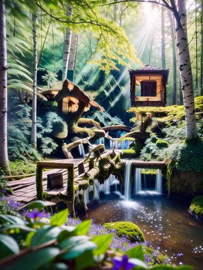 Залитая солнцем лесная поляна: фотореалистичное QR-код искусство