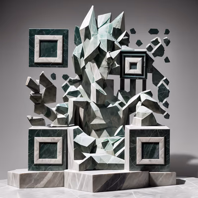 Jade Marble Seated Figure Sculpture QR Code Art — image 1