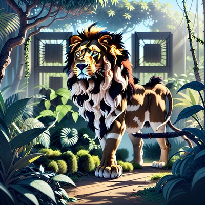 Jungle Lion Digital Painting QR Code for Posters