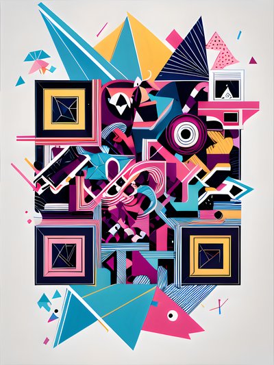 Colorful Angular Abstract Shapes QR Code for Posters