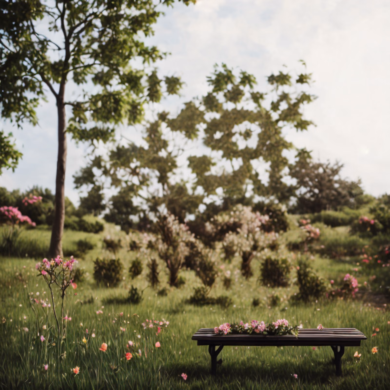 Park Bench Meadow Photorealistic QR Code Art — image 1
