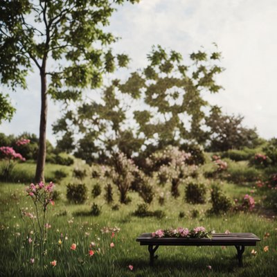 Park Bench Meadow Photorealistic QR Code Art