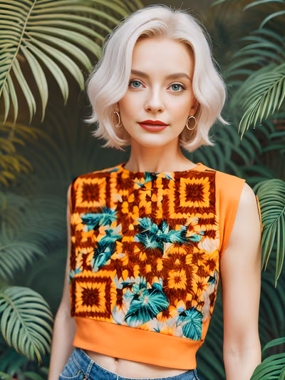 Orange Top Woman Portrait QR Code for Posters — image 1