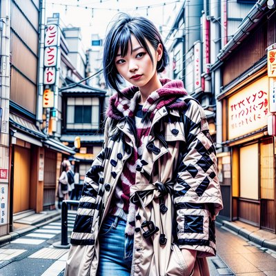 Tokyo Street Woman Portrait QR Code Art