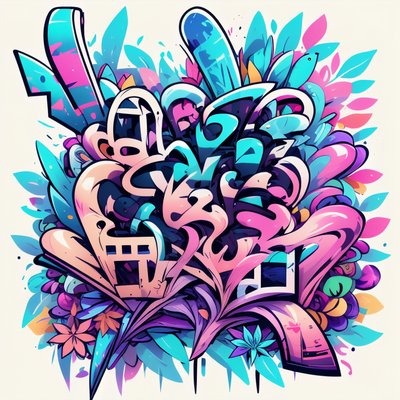 Graffiti Wildstyle Lettering Leaves QR Code for Stickers