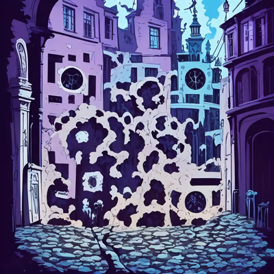 Gothic Old Town Square Comic QR Code for Posters — image 1