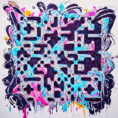 Graffiti Lettering Street Art Neon & Glow QR Code for Stickers