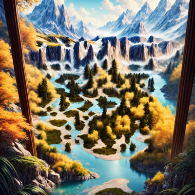 Mountain Lake Autumn Landscape QR Code Art — image 1
