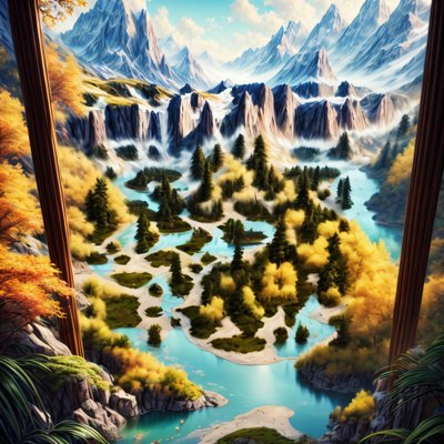 Mountain Lake Autumn Landscape QR Code Art