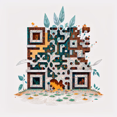 Leafy Brick Tower Game Art QR Code for Posters — image 1