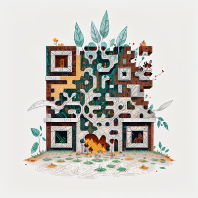 Leafy Brick Tower Game Art QR Code for Posters