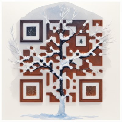 Snowy Tree Watercolor QR Code for Greeting Cards
