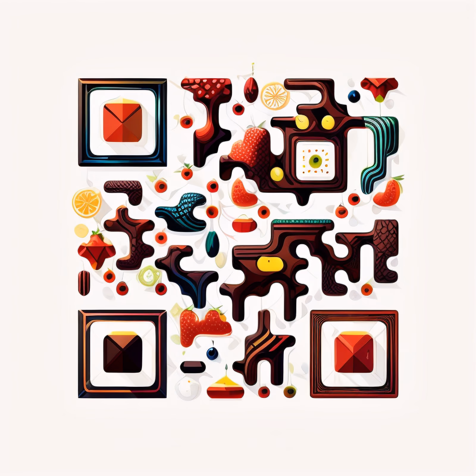 Фантастические фрукты в стиле дудл: векторный QR-код для упаковки — изображение 1