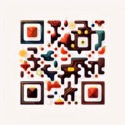 Фантастические фрукты в стиле дудл: векторный QR-код для упаковки — изображение 1