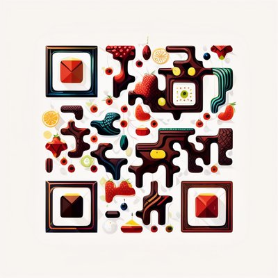 Fantasy Fruit Doodle Vector QR Code for Packaging