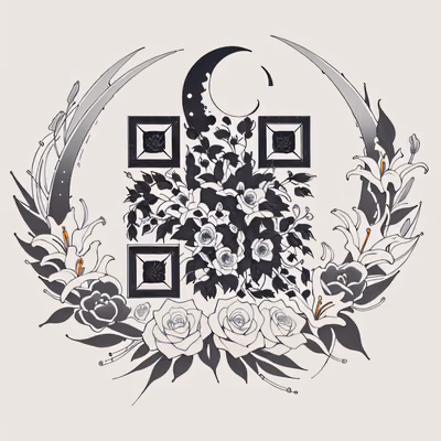 Роза, лилия и луна: QR-код для временных татуировок — изображение 1