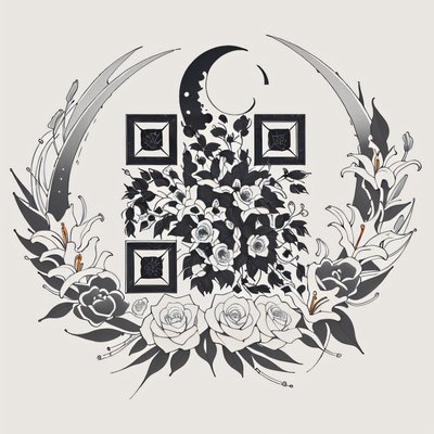 Rose Lily Moon Tattoo QR Code for Temporary Tattoos