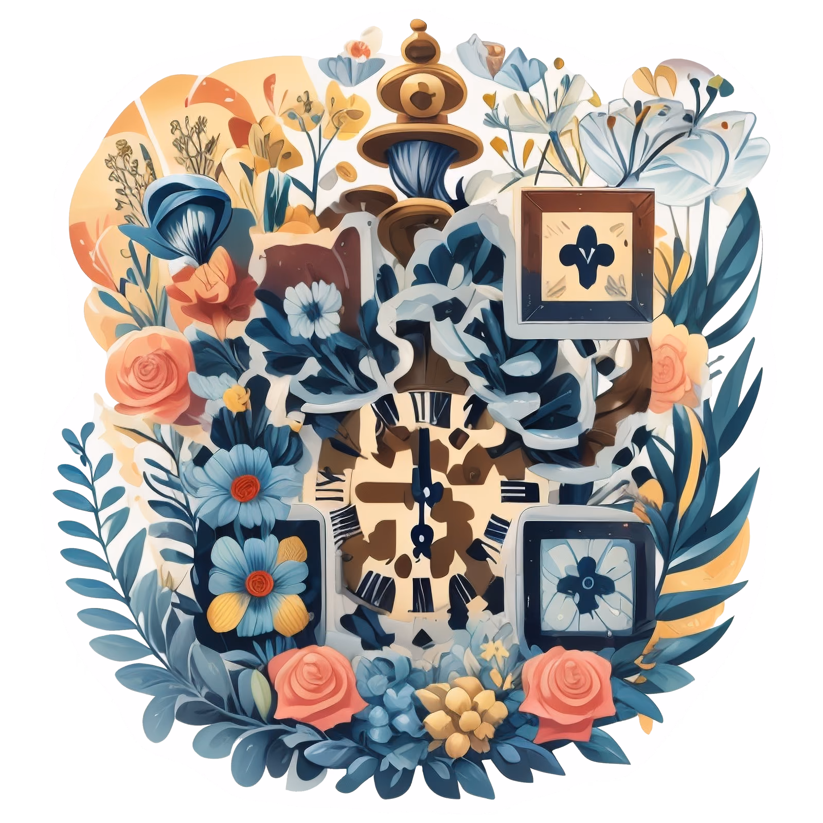 Floral Clock Vector QR Code for Stickers — image 1