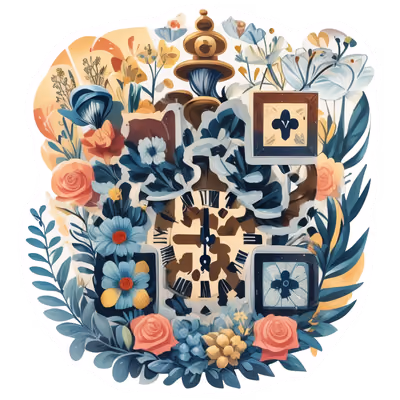 Floral Clock Vector QR Code for Stickers — image 1