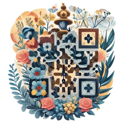 Floral Clock Vector QR Code for Stickers