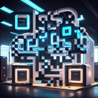 Retrofuturist Recharge Station 3D QR Code for Posters