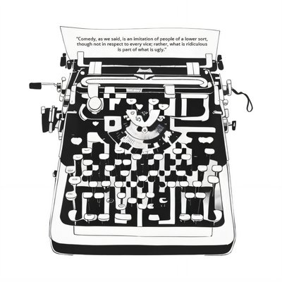 Печатная машинка, рисунок тушью: QR-код