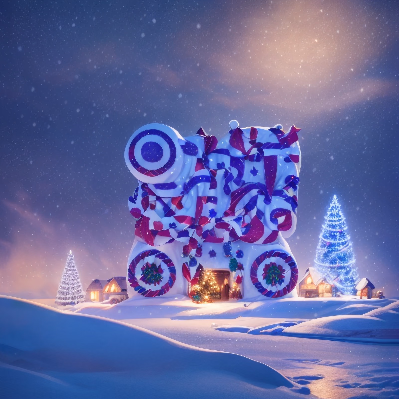 Candy Ribbon Christmas Night 3D QR Code for Greeting Cards — image 1