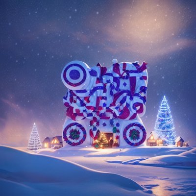 Candy Ribbon Christmas Night 3D QR Code for Greeting Cards