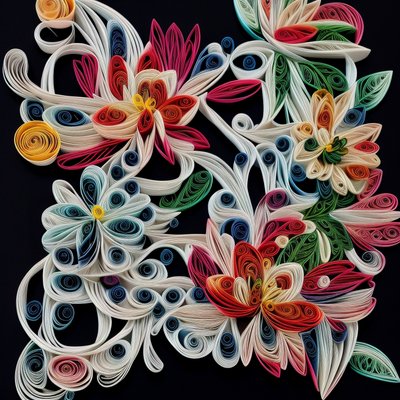 Paper Quilled Flowers QR Code Art