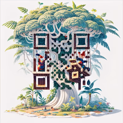 Jungle Treehouse Swings Game Art QR Code for Posters — image 1