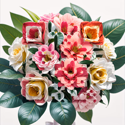 Pink Camellia Bouquet Photorealistic QR Code for Wedding Invitations — image 1