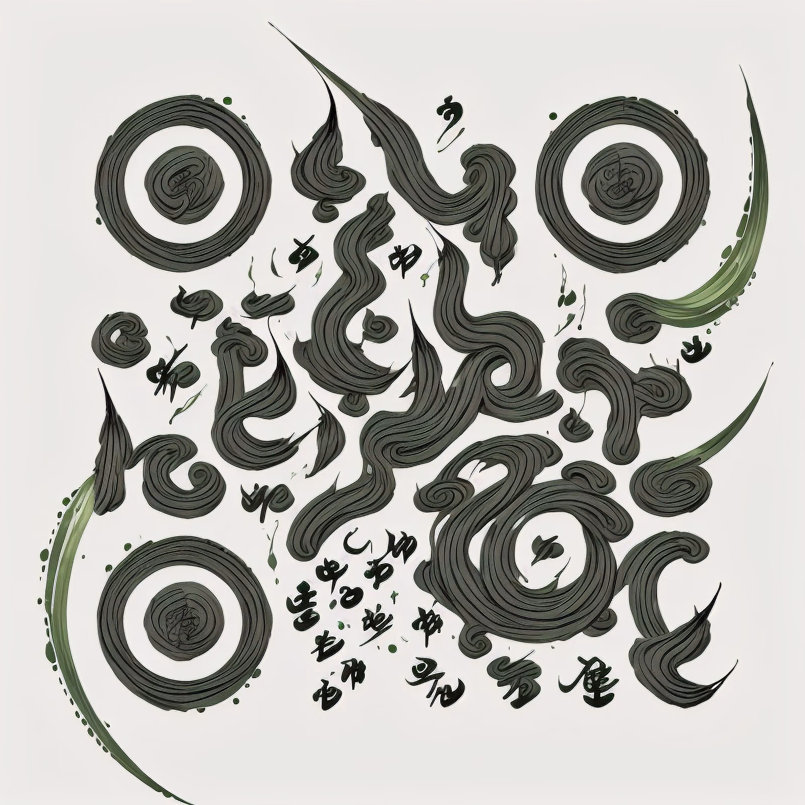 Green Ink Calligraphy Swirls QR Code Art — image 1