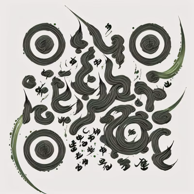 Green Ink Calligraphy Swirls QR Code Art — image 1