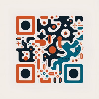 Abstract Fish Doodle Vector QR Code for Posters