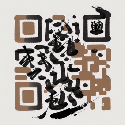 Zen Brush Calligraphy Ink Lettering QR Code Art