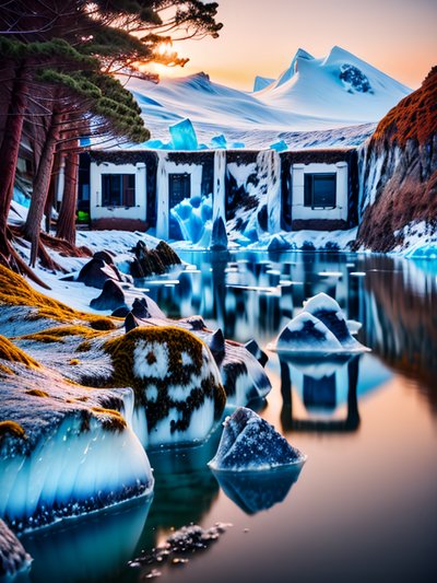 Polar Coast Iceberg Photorealistic QR Code Art