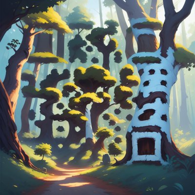 Misty Fantasy Forest Illustration QR Code Art