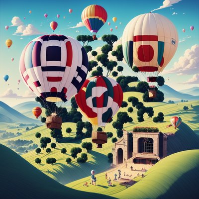 Hot Air Balloons Cartoon QR Code for Posters