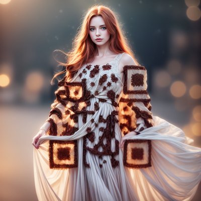 Auburn Haired Woman Portrait QR Code for Posters