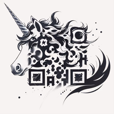 Unicorn Head Ink Tattoo QR Code for Temporary Tattoos — image 1
